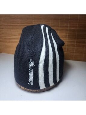 Vintage Schlumberger Beanie Knit Hat Oil Drilling Fall Winter Toque